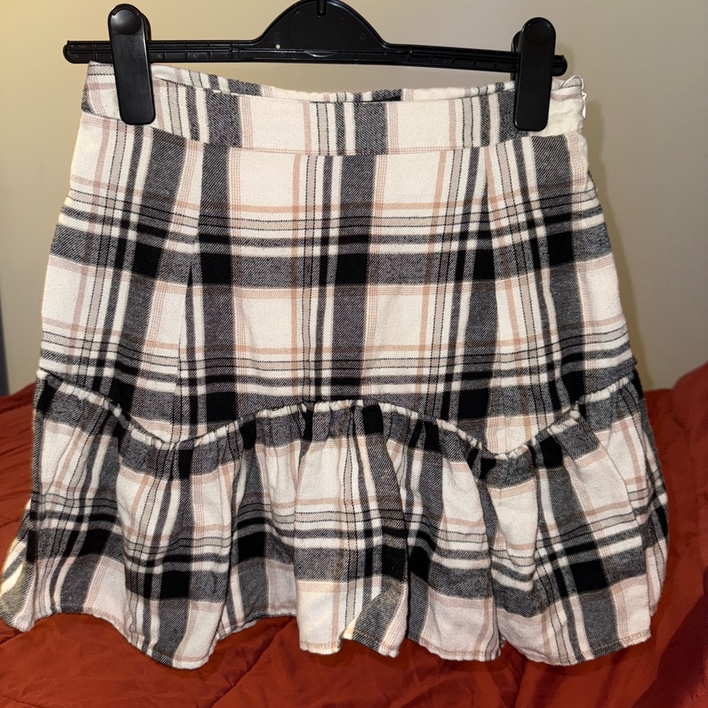 Forever 21 Plaid Mini Skirt - Black and Cream